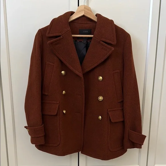 J. Crew Women's Red Brown Double-Breasted Coat - Picture 1 of 10